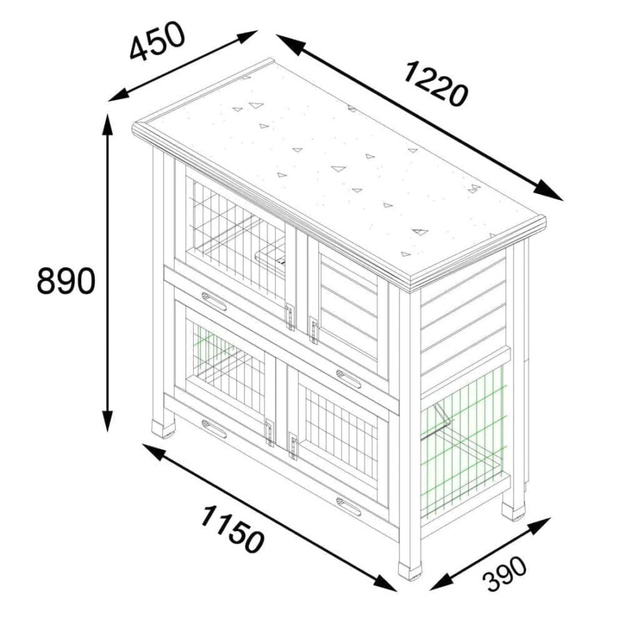 Classic XL Natural 2 Tier Large Rabbit Hutch - Image 2