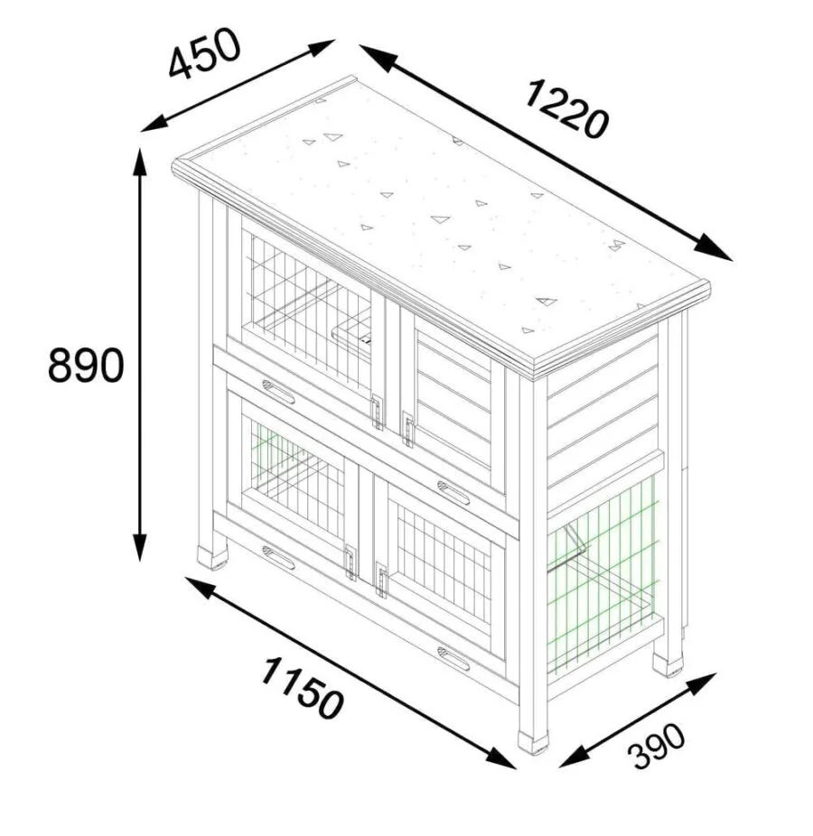 CLASSIC XL GREY 2 TIER RABBIT HUTCH Coops & Hutches UK