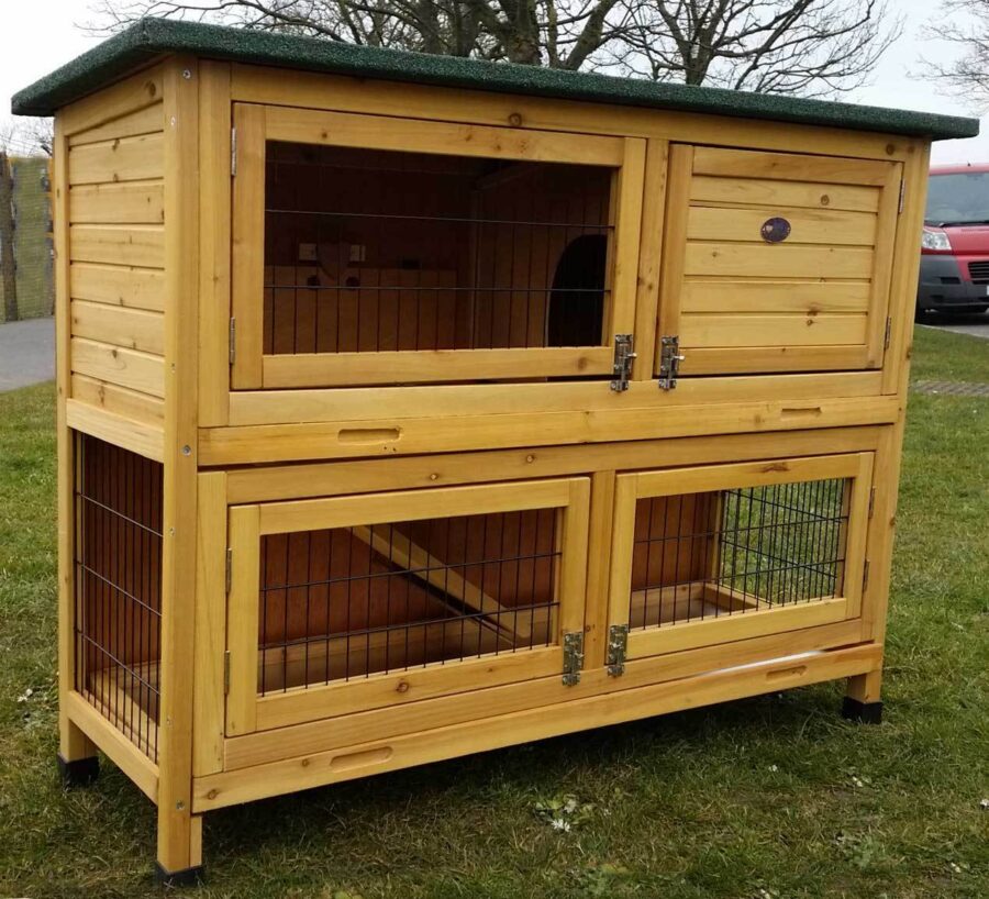 Classic XL Natural 2 Tier Large Rabbit Hutch - Image 3